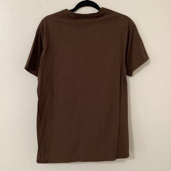 Brown Y2K Halloween Spooky Scary Horror Haunted Scarecrow Graphic Tee Men's M - Picture 4 of 8